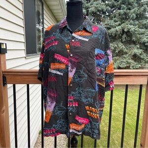 Vintage Harley Davidson Tori Richards Viscose Button Shirt Size XL Made in USA